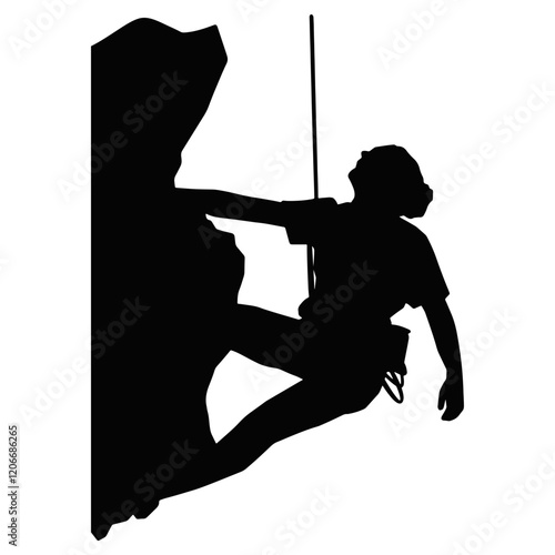 Black Silhouette of People Climbing. Vector Illustration