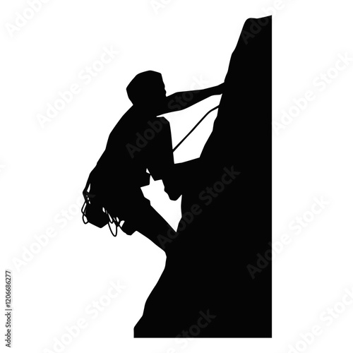 Black Silhouette of People Climbing. Vector Illustration