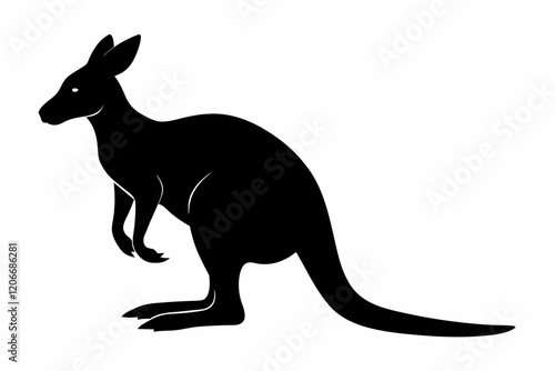 Kangaroo animal silhouette vector illustration on white background
