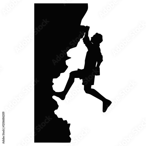 Black Silhouette of People Climbing. Vector Illustration
