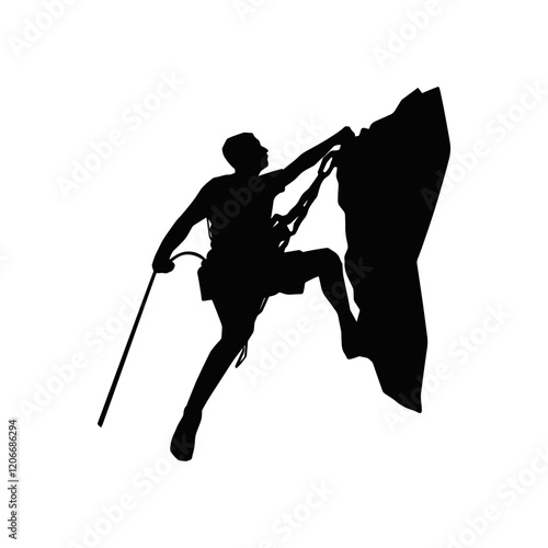 Black Silhouette of People Climbing. Vector Illustration