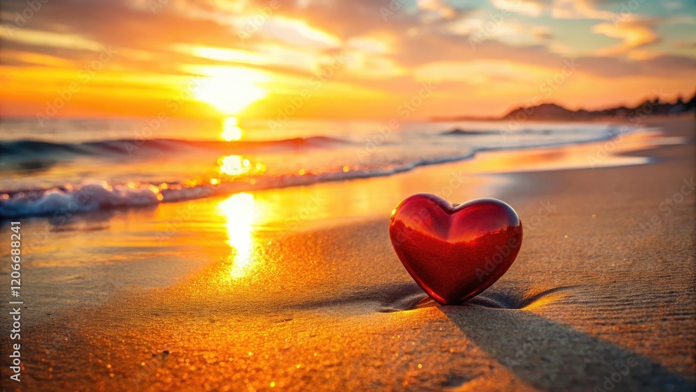 Fototapeta premium Low-light beach magic: a heart-stirring sunset sea scene, perfectly photographed.
