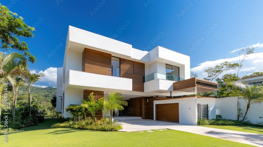 Fototapeta premium Modern House with Wooden Accents