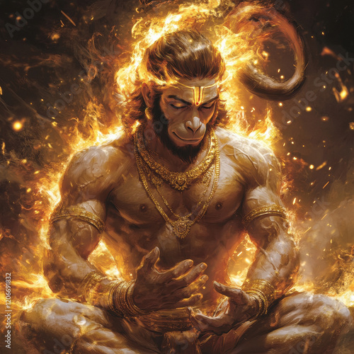 lord hanuman with meditative posture