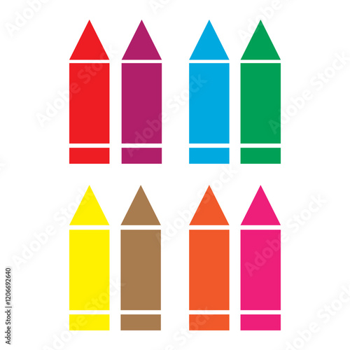 Colored pencils crayons vector icon