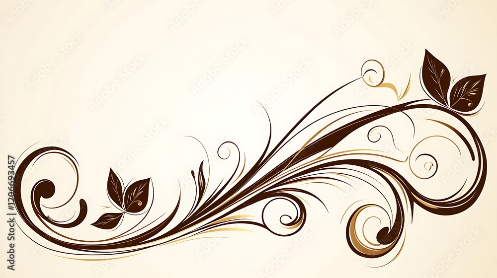 Elegant Brown Floral Design Swirls and Leaves Elegant Brown Floral Design Swirls and Leaves