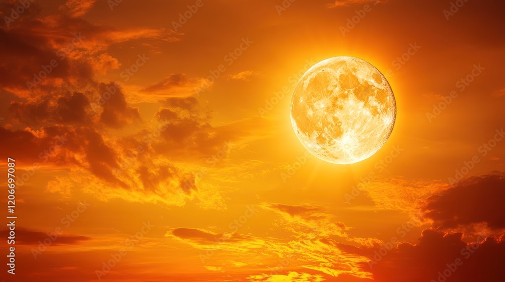 Fiery Sunset and Full Moon: A Celestial Spectacle Fiery Sunset and Full Moon: A Celestial Spectacle