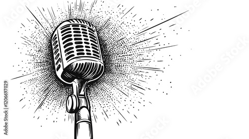 Vintage Microphone Design Retro Style Illustration