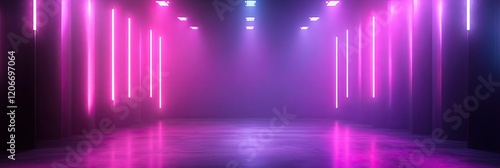 Wallpaper Mural Concert stage background with blue and purple lights. Empty concert floor at futuristic room Torontodigital.ca