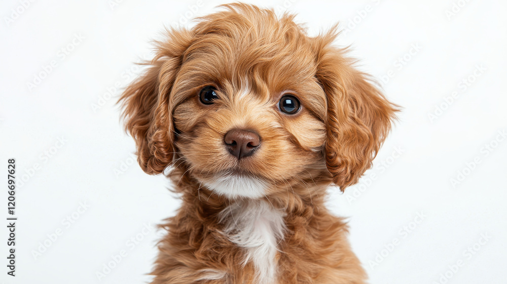 close up portrait of cockapoo puppy with expressive eyes