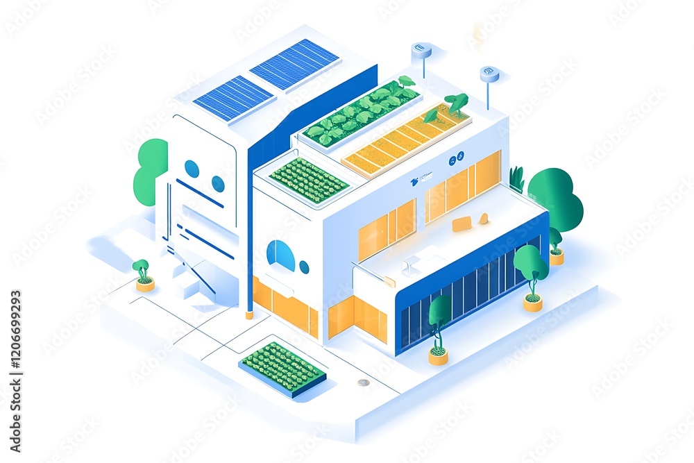 Sustainable Modern House with Rooftop Farming and Solar Panels Sustainable Modern House with Rooftop Farming and Solar Panels