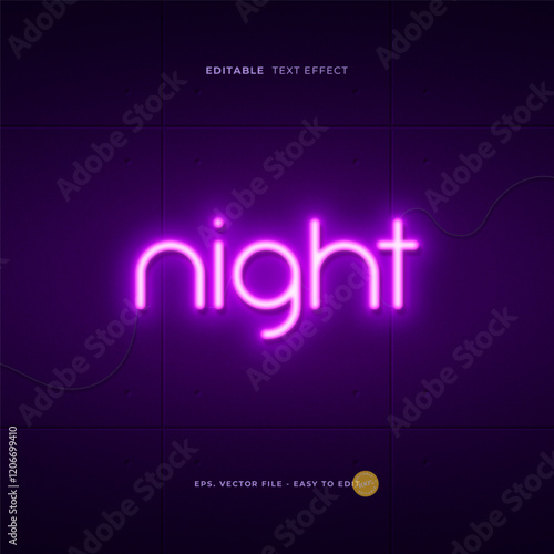 Purple neon editable text effect.