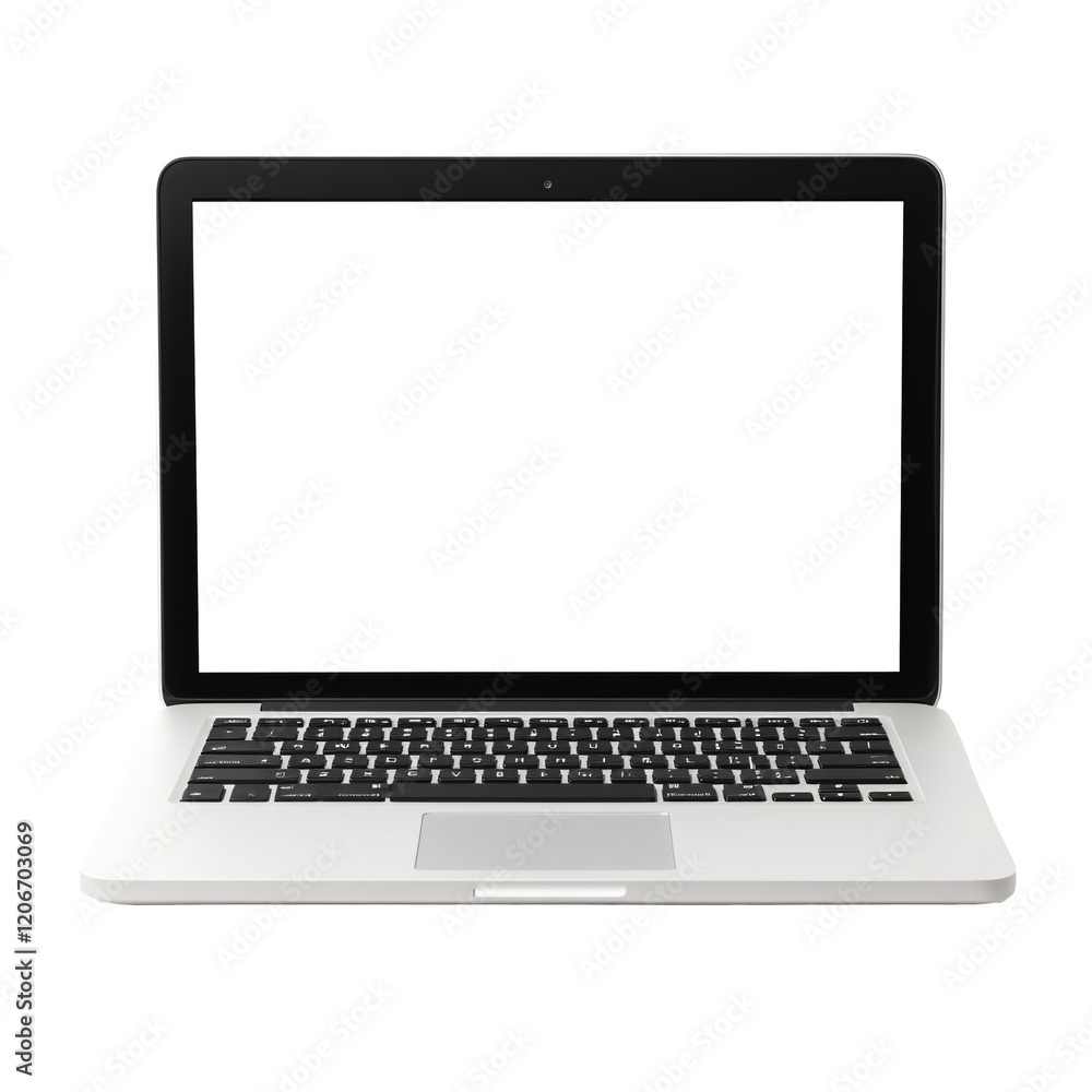 Laptop Monitor Mockup with Blank Screen - Silver PC Computer Template Isolated on White or Transparent Background Laptop Monitor Mockup with Blank Screen - Silver PC Computer Template Isolated on White or Transparent Background