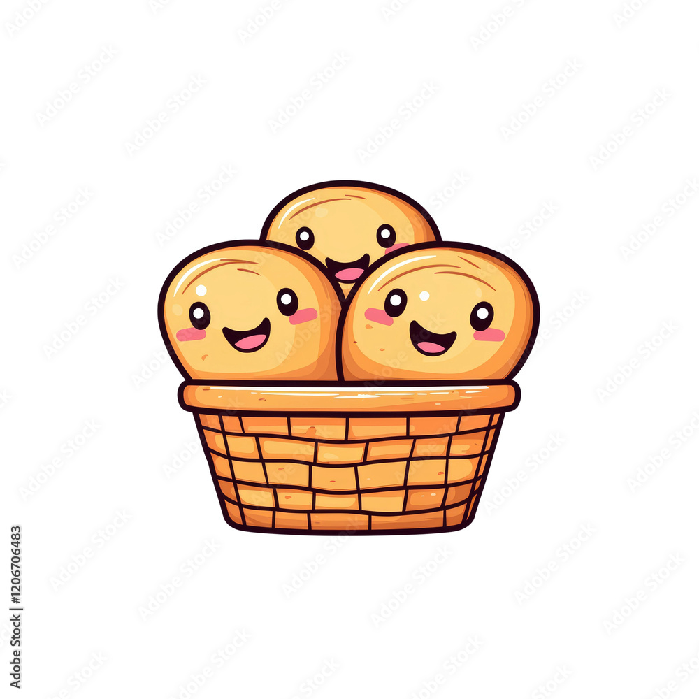 Cute Kawaii Style Bread Basket Clipart for Bakery Design Cute Kawaii Style Bread Basket Clipart for Bakery Design