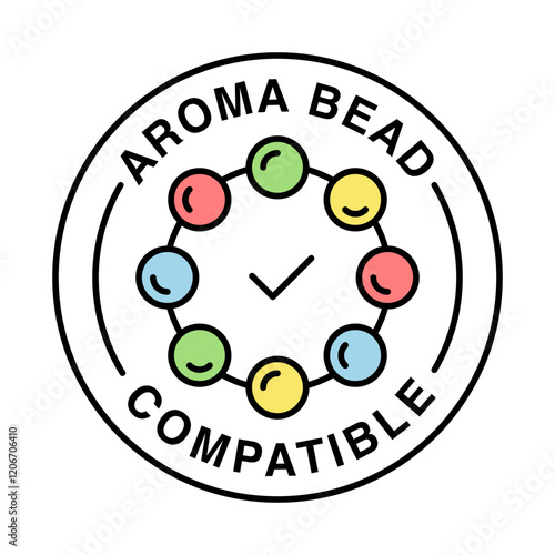 Aroma Bead Compatible. Fragrance Friendly, Air Freshening, Versatile Badge. Vector Editable Stroke Icon.