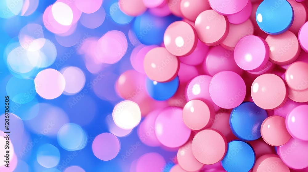 Abstract Background of Pink and Blue Spheres with Bokeh Lights 3D Render Colorful Texture Abstract Background of Pink and Blue Spheres with Bokeh Lights 3D Render Colorful Texture