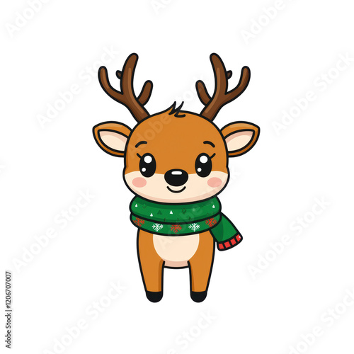 Wallpaper Mural Happy Kawaii Style Reindeer Wearing Scarf for Flat Design Torontodigital.ca