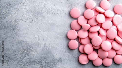 Pink Candy Melts Sweet Confectionery Background Pastel Dessert Topping Delicious Treats Culinary Art