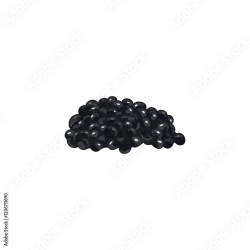 Vector element in the style of a hand-drawn drawing with black sturgeon caviar