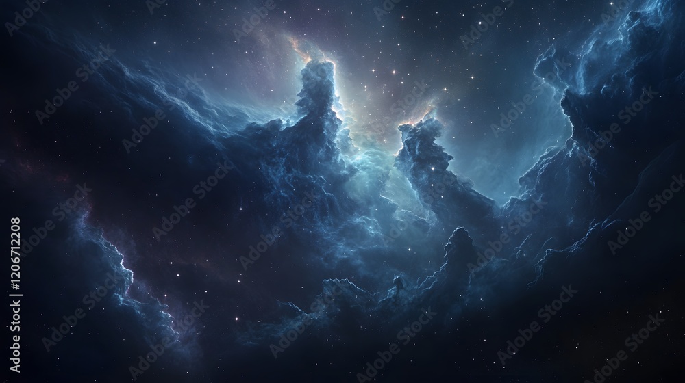 Obraz premium Celestial Nebula Cosmic Cloudscape Starry Night