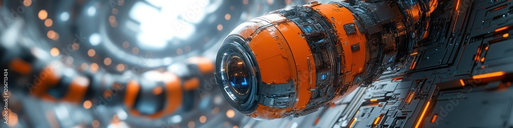 Futuristic Orange Tech Sphere in a Sci-Fi Setting Futuristic Orange Tech Sphere in a Sci-Fi Setting