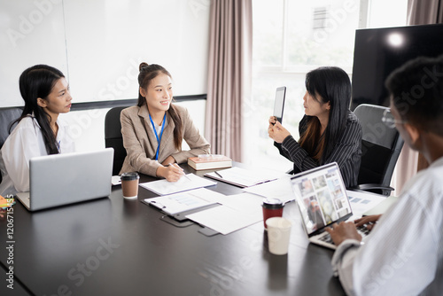 Business People brainstorming Meeting Design Ideas use post it notes to share idea professional investor start up project business brainstorming planning in office