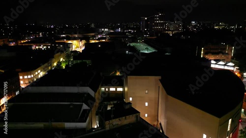 Wallpaper Mural Illuminated Buildings at Central Bristol Downtown City of Southwest of England During MidNight, United Kingdom. Drone's Camera Footage Was Captured on May 26th, 2024 Torontodigital.ca
