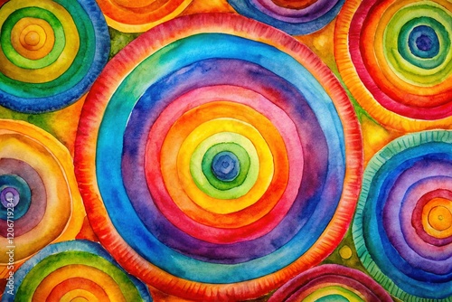 Abstract Watercolor Concentric Circles Wallpaper Background - Macro Photography