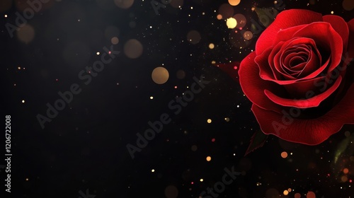 Enigmatic Elegance - Dark Banner with Red Rose and Soft Bokeh Lights photo