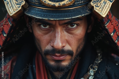 Close up portrait of a samurai warrior photo