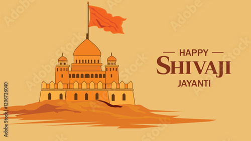 Shivaji Jayanti Fort with Flag Design