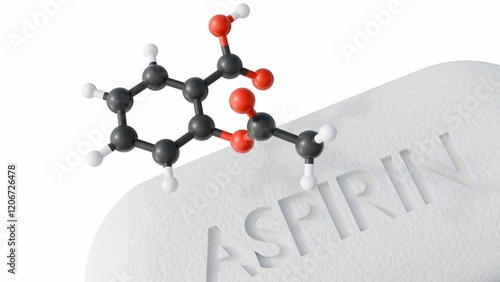 3d rendering of aspirin drugs and floating acetylsalicylic acid molecule