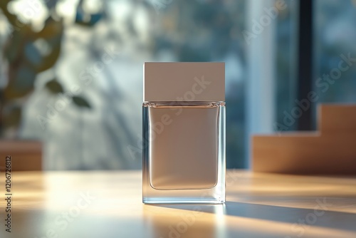 Perfume bottle on table