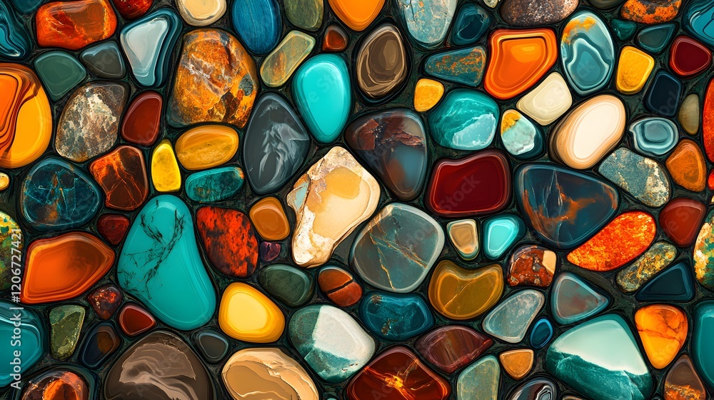 Colorful Polished Stones Mosaic Pattern Design Colorful Polished Stones Mosaic Pattern Design