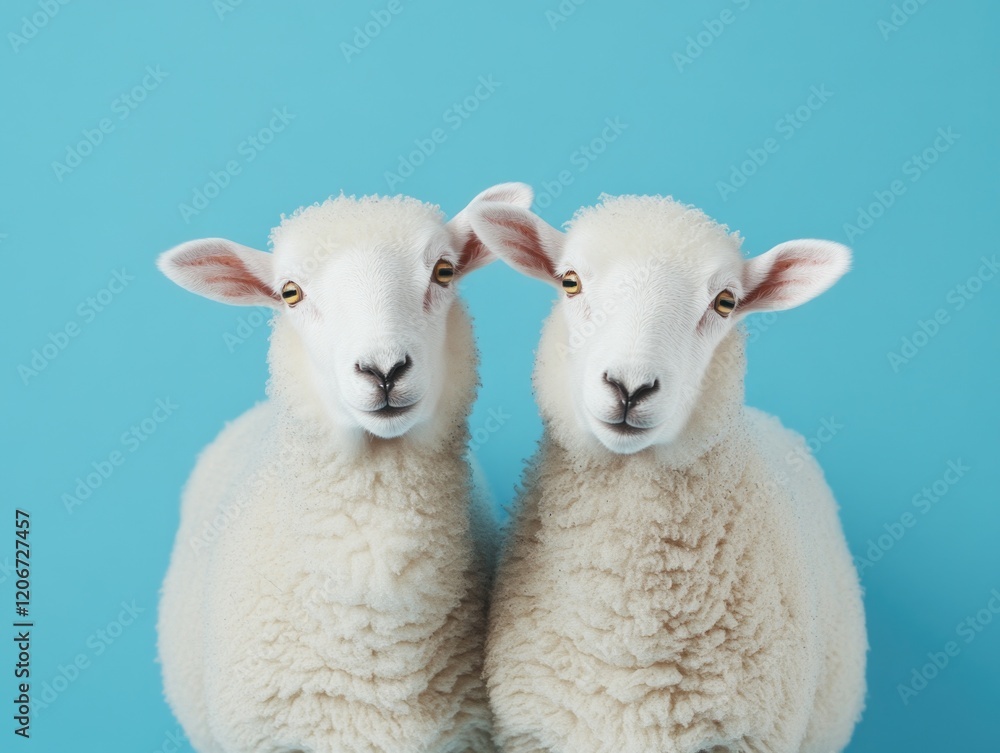 Fototapeta premium Sheep on Blue Background