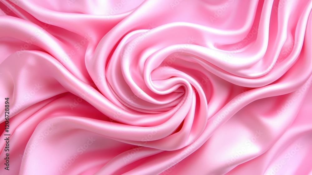 Obraz premium Luxurious Pink Silk Fabric Draped Swirls Elegant Soft Satin Texture Background