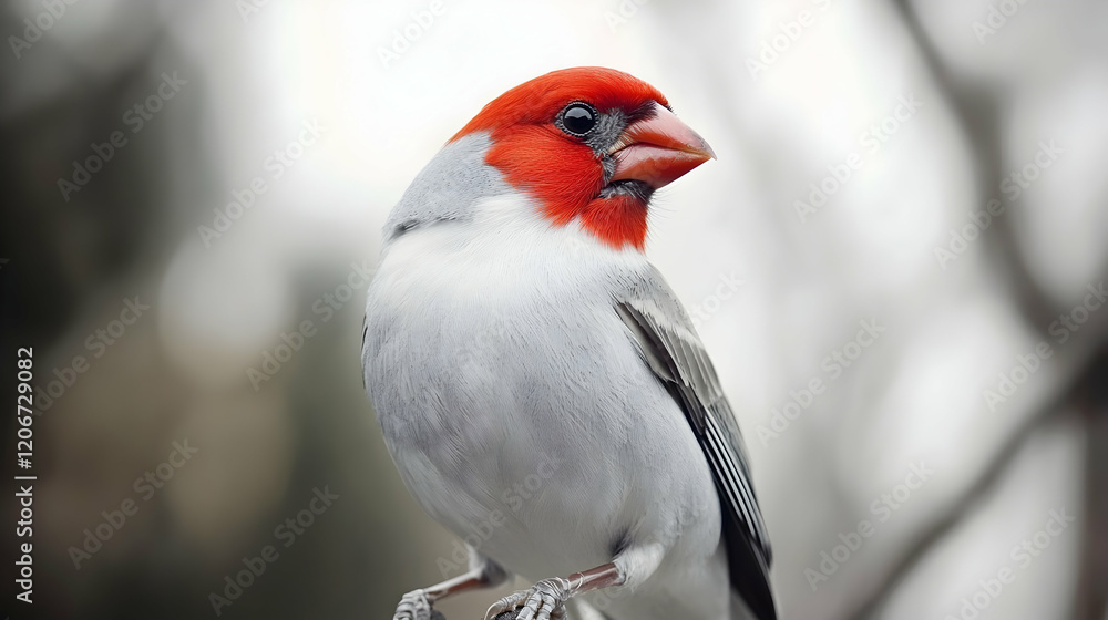 Red-crested Cardinal perched on branch, blurred background, nature wildlife photography, ideal for nature documentaries Red-crested Cardinal perched on branch, blurred background, nature wildlife photography, ideal for nature documentaries