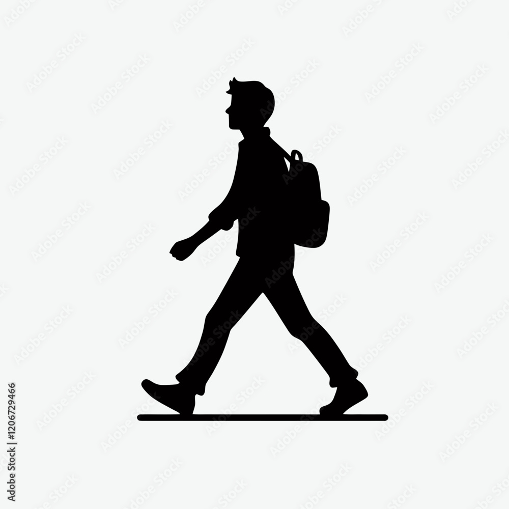 Walking casually silhouette in black on a white background Walking casually silhouette in black on a white background