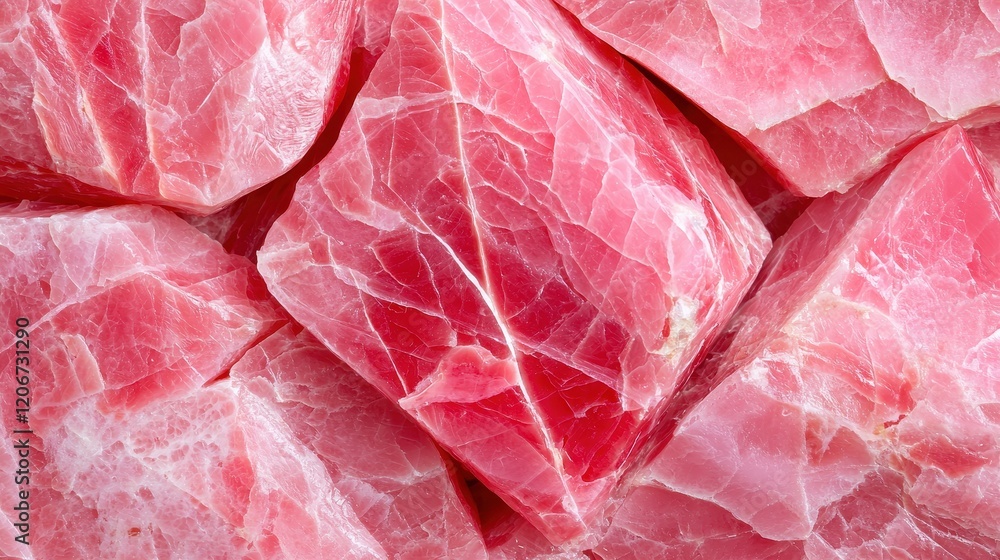 Vibrant Pink Rhodonite Rough Gemstones Close Up Texture Raw Mineral Background Vibrant Pink Rhodonite Rough Gemstones Close Up Texture Raw Mineral Background
