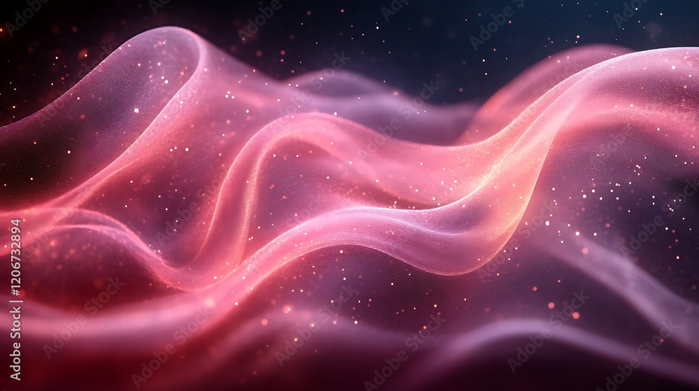 Pink and Purple Abstract Wave with Glittering Particles Pink and Purple Abstract Wave with Glittering Particles