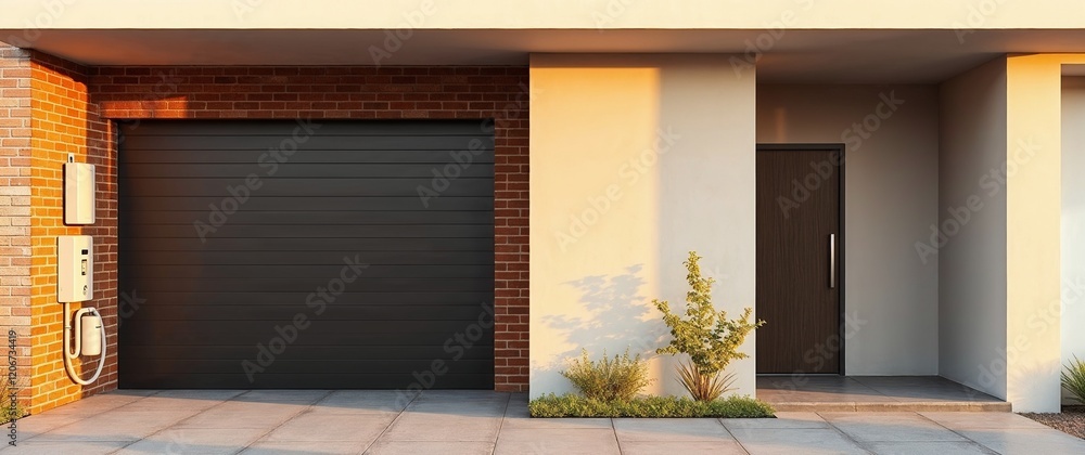 Modern Brick Home Entrance. Generative AI