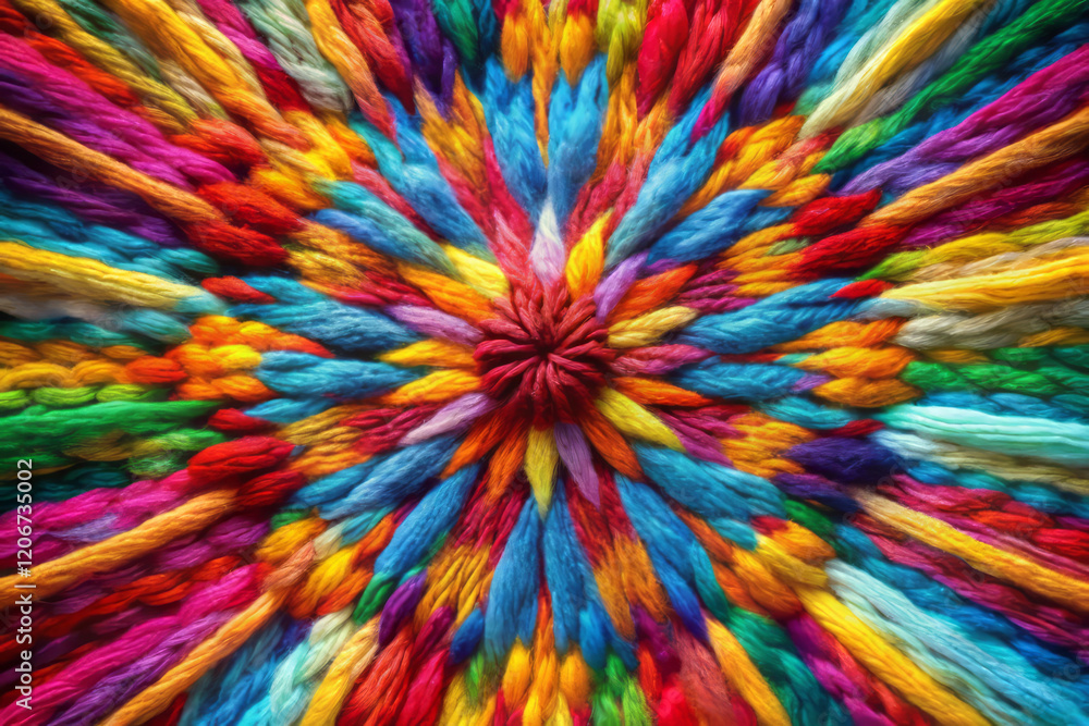 Obraz premium Colorful knit texture with vibrant hues creating burst effect