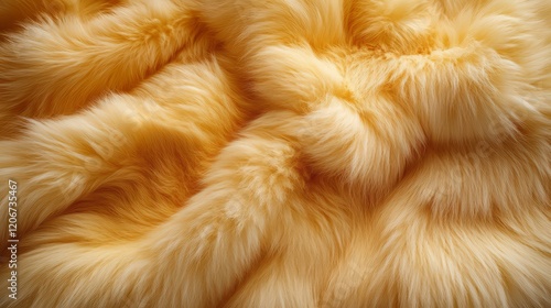 Close-up of soft, golden fur texture, ideal for textile or fashion backgrounds. photo