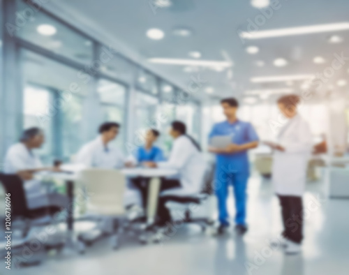 Blurred interior of hospital - abstract medical background