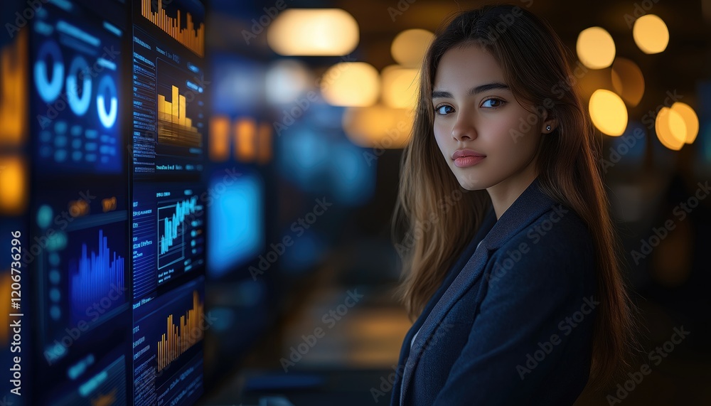 Informed Decision Analyst Monitoring Data on Screens at Night Informed Decision Analyst Monitoring Data on Screens at Night