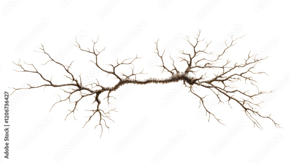 A bare tree branch isolated on white background A bare tree branch isolated on white background