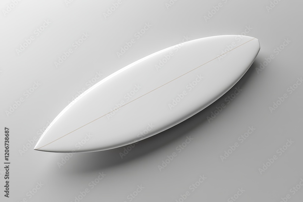 White surfboard, top view, isolated on white background. White surfboard, top view, isolated on white background.