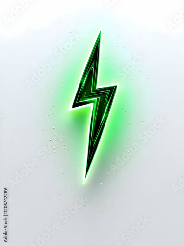 Greenl ightning bolt on white background photo