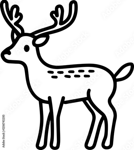 뿔이 있는 사슴의 단순한 흑백 이미지