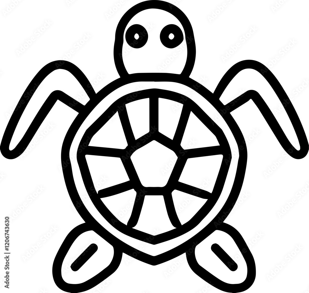 Obraz premium 거북이를 단순화한 디자인의 동물 아이콘